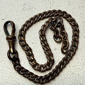Antique Gold-Filled Pocket Watch Chain Curb Link Dogclip Zenith 8.5"